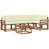 vidaXL Outdoor-Sofagarnitur 6 stk. Natur und Creme