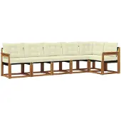 vidaXL Outdoor-Sofagarnitur 6 stk. Natur und Creme