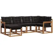 vidaXL Outdoor-Sofagarnitur 6 stk. Natürlich und Schwarz