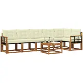 vidaXL Outdoor-Sofagarnitur 7 stk. Natur und Creme