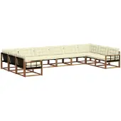 vidaXL Outdoor-Sofagarnitur 10 Stk. Natur und Creme