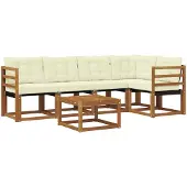 vidaXL Outdoor-Sofagarnitur 6 stk. Natur und Creme