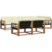 vidaXL Outdoor-Sofagarnitur 7 Stk. Natur und Creme