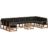 vidaXL Outdoor-Sofagarnitur 11 stk. Natürlich und Schwarz