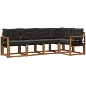 vidaXL Outdoor-Sofagarnitur 5 stk. Natürlich und Schwarz