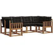 vidaXL Outdoor-Sofagarnitur 6 stk. Natürlich und Schwarz