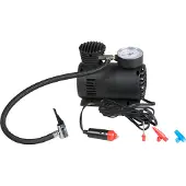 All Ride Kompressor - Reifenfüller - mit Manometer - max 250 PSI/ 17 Bar - mit 3 Aufsätzen - Autostecker - 12V