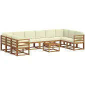vidaXL Outdoor-Sofagarnitur 11 stk. Natur und Creme