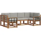 vidaXL Outdoor-Sofagarnitur 6 stk. Natürlich und Hellgrau