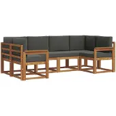vidaXL Outdoor-Sofagarnitur 6 Stk. Natur und Anthrazit