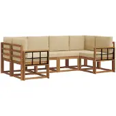 vidaXL Outdoor-Sofagarnitur 6 Stk. Natur und Beige