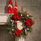 Viana Künstlicher Weihnachtsstern Rot 6er Bund Seidenblumen Deko, 6 Stück