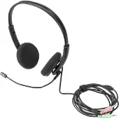 Digitus On Ear Office Headset mit Geräuschreduzierung, 3,5 mm Stereo, Kabelgebunden, Büro/Callcenter, 20 - 20000 Hz, Kopfhörer, Schwarz