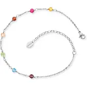 Engelsrufer Fußkette "Glasperlen", bunt (edelstahlfarben, gelb, pink, braun, natur, grün, blau, gelb, pink, braun, natur, grün, blau), Fußketten, Damen, Edelstahl, Fußkette, mit Glassteinen
