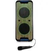 Medion PX-1 Plus Partybox (Akku, mit Mikrofon, tragbarer Bluetooth Lautsprecher groß, Musikbox, Verschiedene Lichteffekte, Partylautsprecher mit Karaoke, 2 x Mikrofonanschluss, AUX, USB)
