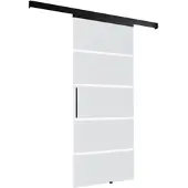 Inova Tür Schiebetür Glas Blockstreifen 900x2035 Zimmertür Glasschiebetür Glastür schwarze Beschläge - Stabgriff+2seitiger Softclose
