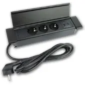 World-trading-net Tisch-Einbausteckdose 3-fach FLATBOX Schwarz USB