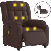 Syfax Massagesessel Elektrisch Dunkelbraun Stoff