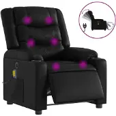 Syfax Massagesessel Elektrisch Schwarz Kunstleder