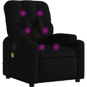 Syfax Massagesessel Schwarz Stoff mit Liegefunktion, Vibration, Getränkehalter, Seitentasche, 74x86,5x93,5 cm (BxTxH)