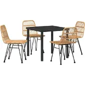 vidaXL Garten Essgruppe 5 Stk. Braun Pulverbeschichteter Stahl