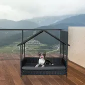 Northix Outdoor-Hundebett mit Baldachin für kleine und mittelgroße Rassen