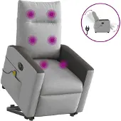 Syfax Massagesessel mit Aufstehhilfe Elektrisch Wolkengrau Stoff