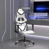 vidaXL Möbel Gaming-Stuhl mit Massagefunktion Weiß und Schwarz Kunstleder - Bürostühle &12282