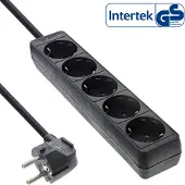 InLine Steckdosenleiste, 5-fach Schutzkontakt, schwarz, 1,5m