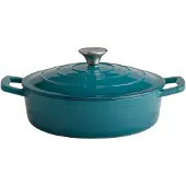Assheuer & Pott APS 88312 Bräter mit Deckel 5 STARS, Gusseisen, induktionsgeeignet, ofenfest, inkl. Deckelhalter, Ø 25 cm, 2,5 Liter, türkis