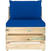 vidaXL Modulares Mittelsofa mit Kissen Grün Imprägniertes Holz