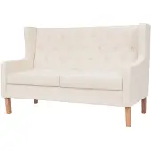 vidaXL 2-tlg. Sofa-Set Stoff Cremeweiß