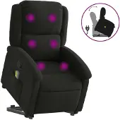 Sonstiges Elektrischer Massagesessel mit Aufstehhilfe, Stoff Schwarz, 6-Punkt-Vibrationsmassage, manueller Liegefunktion, bis 110 kg Traglast