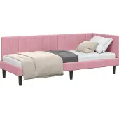 Syfax Eckbettgestell mit Kopfteil Rosa 80 cm x 200 cm Samt