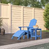vidaXL Möbel Adirondack-Gartenstuhl mit Hocker & Tisch HDPE Aquamarin - Gartenstühle 3095711