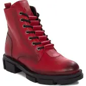 Artiker Damen Naturleder Schuhe Rot, Weite G, mit Fleece-Futter und rutschfester Sohle für Eis, Modell 53C0725