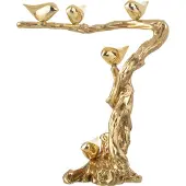 J-Line Vogel Auf Zweig Polyresin Goldfarben Small