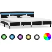 Syfax Bettgestell mit LED Schwarz Kunstleder 180x200 cm