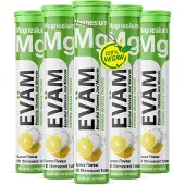 EVÄM Magnesium 375 mg Brausetabletten 5x 20 Stück Zitrone – vegan & zuckerfrei – für Muskeln und Nervensystem – – Hergestellt in Germany