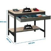 Simonwork (bancos De Trabajo) Werkbank SIMONWORK BT0 BOX anthrazit 1 Schublade 91,0 x 61,0 x 84,2 cm