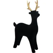 J-Line Rentier Samt Polyresin Schwarz Small