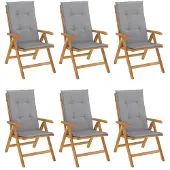 vidaXL Gartenstühle mit Kissen 6 Stk. Massivholz Teak