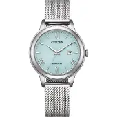Citizen Damen Solaruhr mit hellblauem Zifferblatt aus Edelstahl von