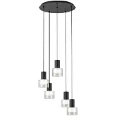 Eglo LED Hängelampe Molineros, Pendelleuchte Esstisch, Deckenlampe hängend, Stahl in schwarz, Glas, Kunststoff in klar, weiss GU10 Fassung