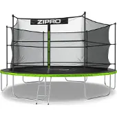 Zipro Trampolin Jump Pro IN | 14FT Ø 435 cm | Gartentrampolin Kindertrampolin Komplett-Set inkl. Innennetz, Leiter & Randabdeckung, Outdoor, Grün