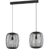 Eglo Hängelampe Rinroe, 2-flammige Pendelleuchte über Esstisch, Esszimmerlampe aus Metall in Schwarz, Hängeleuchte mit E27 Fassung, 90 cm