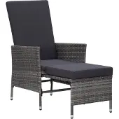 vidaXL Garten-Liegestuhl mit Auflagen Poly Rattan Grau