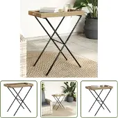 The Living Store Tabletttisch Klappbar Beige 65x40x75 cm Poly Rattan