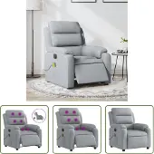 The Living Store Massagesessel Elektrisch Hellgrau Stoff