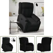 The Living Store Relaxsessel mit Aufstehhilfe Schwarz Kunstleder